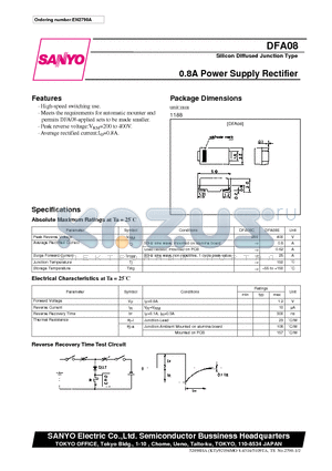 DFA08 datasheet - 0.8A Power Supply Rectifier