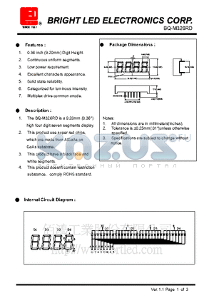 BQ-M326RD datasheet - 9.20mm (0.36) high four digit seven segments display