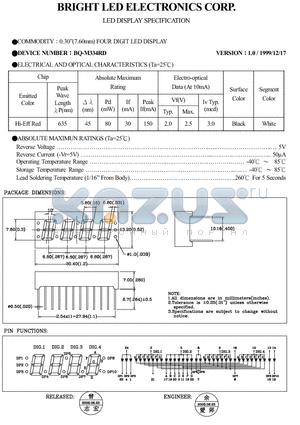 BQ-M334RD datasheet - 0.30(7.60MM) FOUR DIGIT LED DISPLAY