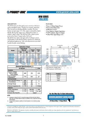 DFA6U12S15 datasheet - SINGLE OUTPUT