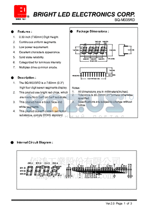 BQ-M335RD datasheet - 7.60mm (0.3) high four digit seven segments display