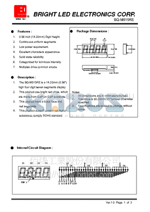 BQ-M515RE datasheet - 14.20mm (0.56) high four digit seven segments display