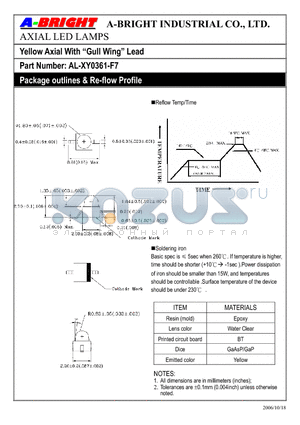 AL-XY0361-F7 datasheet - Yellow Axial With Gull Wing Lead