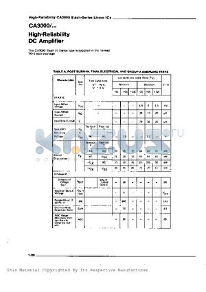 CA3000 datasheet - High-Reliablility CA3000 Slash-Series Linear ICs