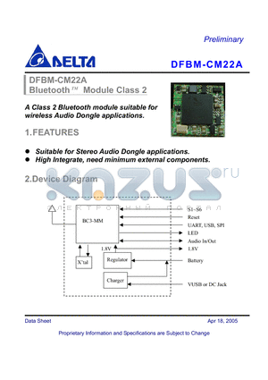 DFBM-CM22A datasheet - Bluetooth Module Class 2