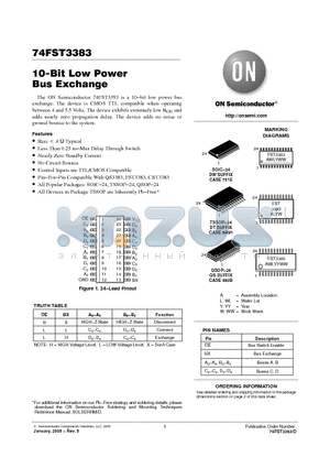 74FST3383DWR2 datasheet - 10-Bit Low Power Bus Exchange