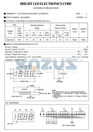 BQ-N306RD datasheet - 0.33(8.40MM) FOUR DIGIT LED DISPLAY