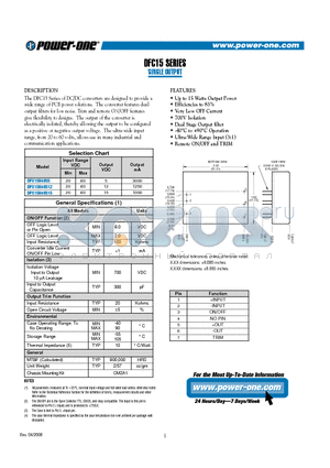 DFC15U48S12 datasheet - SINGLE OUTPUT