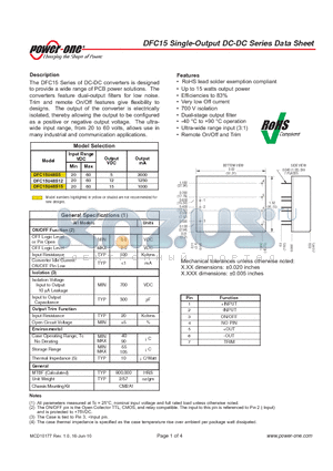DFC15U48S12 datasheet - DFC15 Single-Output DC-DC Series Data Sheet