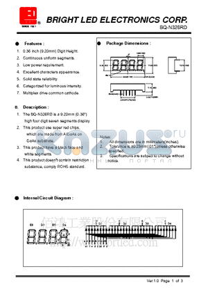 BQ-N326RD datasheet - 9.20mm (0.36) high four digit seven segments display