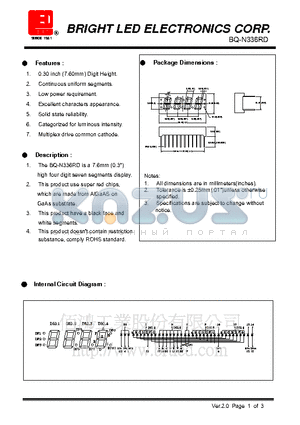 BQ-N336RD datasheet - 7.6mm (0.3) high four digit seven segments display