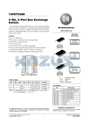 74FST3400QSR datasheet - 4-Bit, 4-Port Bus Exchange Switch