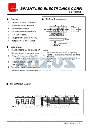 BQ-N402RD datasheet - 10.16mm (0.40) high four digit seven segments display