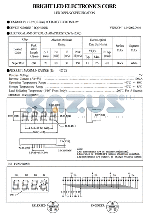 BQ-N426RD datasheet - 0.39(10.0MM) FOUR DIGIT LED DISPLAY