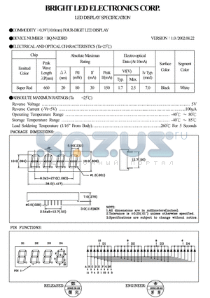 BQ-N42DRD datasheet - 0.39(7.60MM) FOUR DIGIT LED DISPLAY