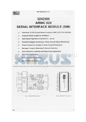 5242300 datasheet - ARINC 629 SERIAL INTERFACE MODULE (SIM)
