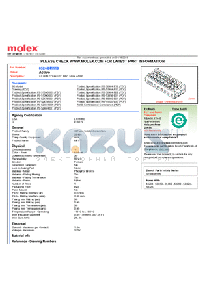 52484-1110 datasheet - 2.0 W/B CONN. IDT REC. HSG ASSY