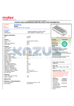 52484-0510 datasheet - 2.0 W/B CONN. IDT REC. HSG ASSY