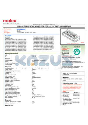 524840810 datasheet - 2.0 W/B CONN. IDT REC. HSG ASSY