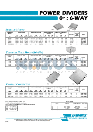 DFK-702S datasheet - POWER DIVIDERS 0j : 6-WAY