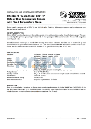 5251RP datasheet - Rate-of-Rise Temperature Sensor