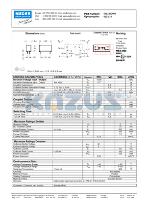 5252203000 datasheet - OPT COUPLER