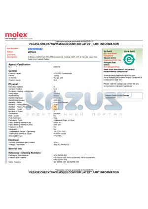 52559-0853 datasheet - 0.50mm (.020