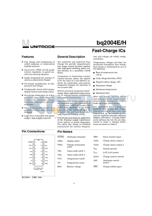 BQ2004E datasheet - Fast-Charge ICs