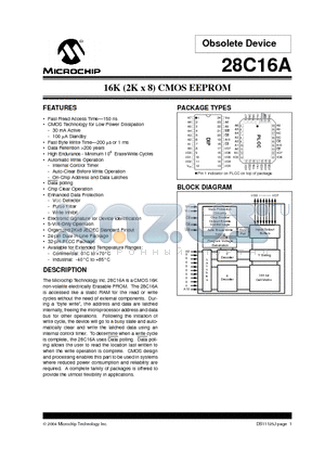 28C16A-15/L datasheet - 16K (2K x 8) CMOS EEPROM