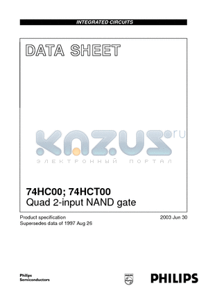 74HC00D datasheet - Quad 2-input NAND gate