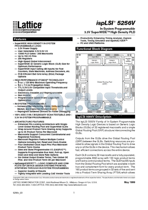 5256V datasheet - In-System Programmable 3.3V SuperWIDE High Density PLD