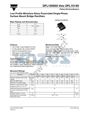 DFL1510S datasheet - Low Profile Miniature Glass Passivated Single-Phase Surface Mount Bridge Rectifiers