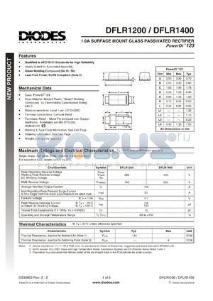 DFLR1400 datasheet - 1.0A SURFACE MOUNT GLASS PASSIVATED RECTIFIER