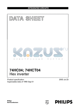 74HC04D datasheet - Hex inverter