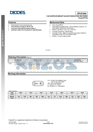 DFLR1800 datasheet - 1.0A SURFACE MOUNT GLASS PASSIVATED RECTIFIER