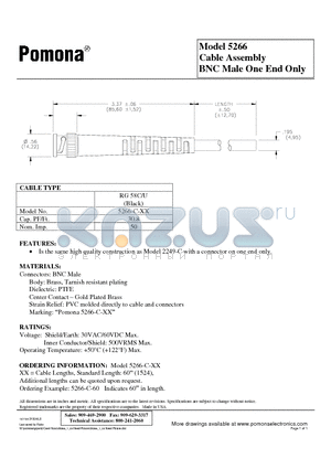 5266-C-60 datasheet - Cable Assembly BNC Male One End Only
