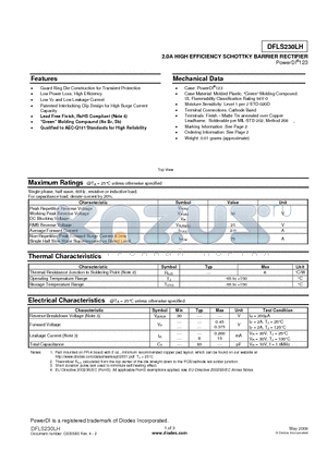 DFLS230LH datasheet - 2.0A HIGH EFFICIENCY SCHOTTKY BARRIER RECTIFIER