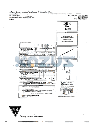 1N5392 datasheet - LEAD-MOUNTED SILICON RECTIFIERS ( 50-1000 VOLTS DIFFUSED JUNCTION )