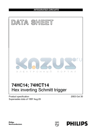 74HC14N datasheet - Hex inverting Schmitt trigger
