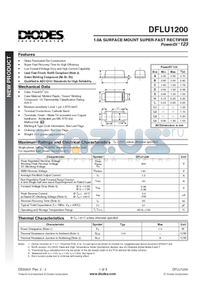 DFLU1200 datasheet - 1.0A SURFACE MOUNT SUPER-FAST RECTIFIER