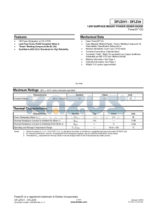 DFLZ10 datasheet - 1.0W SURFACE MOUNT POWER ZENER DIODE