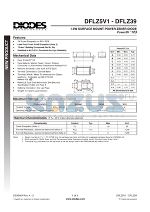 DFLZ11 datasheet - 1.0W SURFACE MOUNT POWER ZENER DIODE