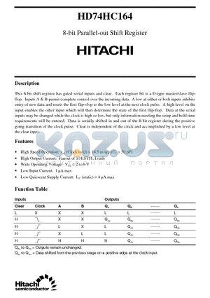 74HC164 datasheet - 8-bit Parallel-out Shift Register