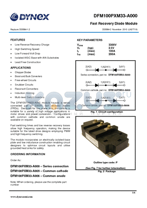 DFM100PXM33-A006 datasheet - Fast Recovery Diode Module