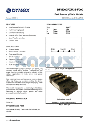 DFM200PXM33-F000 datasheet - Fast Recovery Diode Module