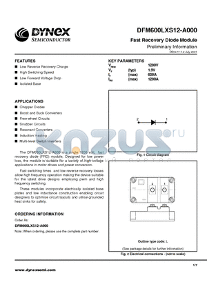 DFM600LXS12-A000 datasheet - Fast Recovery Diode Module Preliminary Information