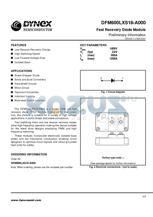 DFM600LXS18-A000 datasheet - Fast Recovery Diode Module Preliminary Information