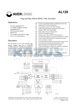 AL128 datasheet - Plug and Play VGA to NTSC / PAL Converter