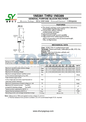 1N5394 datasheet - GENERAL PURPOSE SILICON RECTIFIER