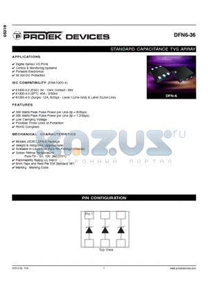 DFN6-36 datasheet - STANDARD CAPACITANCE TVS ARRAY